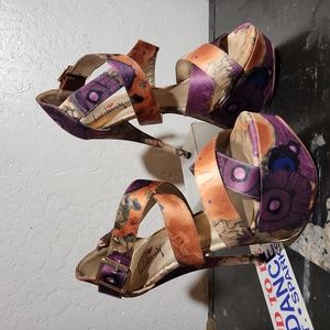 LUICHINY 7 Silky Watercolor Floral Strappy High 6 " Heel